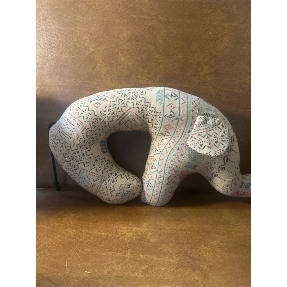 Elephant Neck Pillow handmade, Tan, Red, And Purples